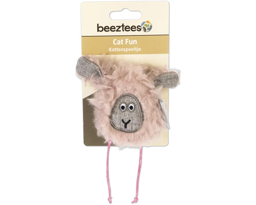 Logo Beeztees. Jouet pour chat en forme de mouton avec des cordons.