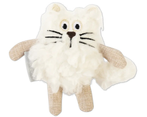 Beeztees Jouet pour chat Faline 15 cm x 10 cm x 3 cm Jouet pour chat en forme de chat blanc en tissu