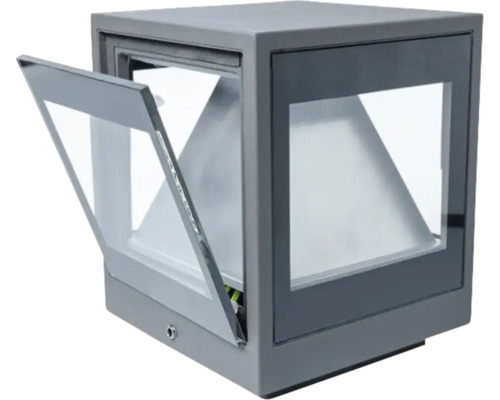 DOTLUX Wandlampe WAY 15cm 15 W 4000 K Kubische Aussenleuchte mit geöffneter Tür