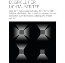 Beispiele für Lichtaustritte mit verschiedenen Lichteffekten