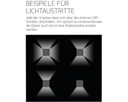 DOTLUX Wegeleuchte WAY 100cm 15 W 3000 K Beispiele für Lichtaustritte mit verschiedenen Lichteffekten