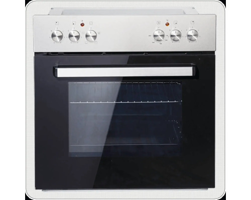 Cuisinière électrique avec boutons de commande et porte en verre