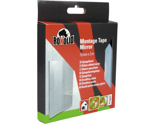ROXOLID Ruban adhésif pour miroir ruban de montage blanc 19 mm x 5 m Roxolid Ruban de montage miroir 19 mm x 5 m emballage