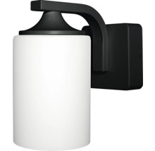 Applique murale noire avec abat-jour cylindrique.