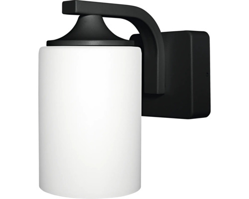 Applique murale noire avec abat-jour cylindrique.