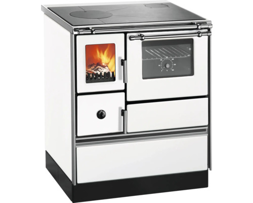 Cuisinière Westminster K76F-70 blanc Four à droite avec plaque de cuisson en acier Cuisinière à bois avec plaque de cuisson et four