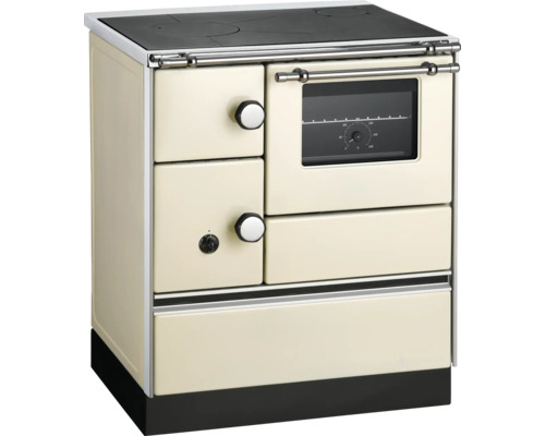 Cuisinière WESTMINSTER K76-70 ivoire Compartiment de cuisson à droite avec plaque de cuisson en acier Cuisinière à bois avec plaque de cuisson et four