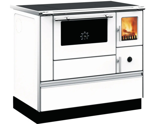Cuisinière Westminster K76F-90 blanc Four à gauche avec plaque de cuisson en acier Cuisinière à bois avec plaque de cuisson, four et foyer
