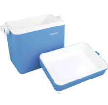 Blaue Kühlbox von Campingaz mit abgenommenem Deckel