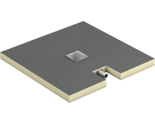 Receveur de douche carrelable Swisspor Doccia Integrato central 10 x 90 x 120 cm city-anthracite 303948 Receveur de douche carré avec garniture d'écoulement