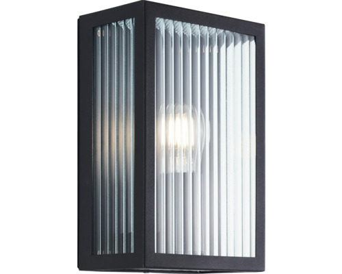 Applique mural Getta 1 x E27 40 W noir Applique murale rectangulaire avec abat-jour en verre cannelé