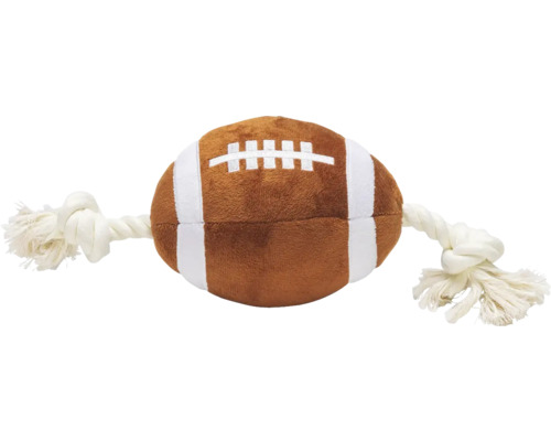 Beeztees Jouet pour chien Rugby en peluche avec corde 33 cm x 11 cm x 11 cm Jouet pour chien en forme de ballon de football américain avec corde