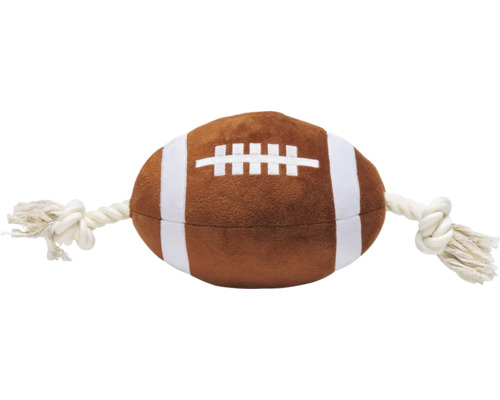 Beeztees Jouet pour chien Rugby en peluche avec corde 37 cm x 15 cm x 15 cm Jouet pour chien en forme de ballon de football américain avec des nœuds de corde