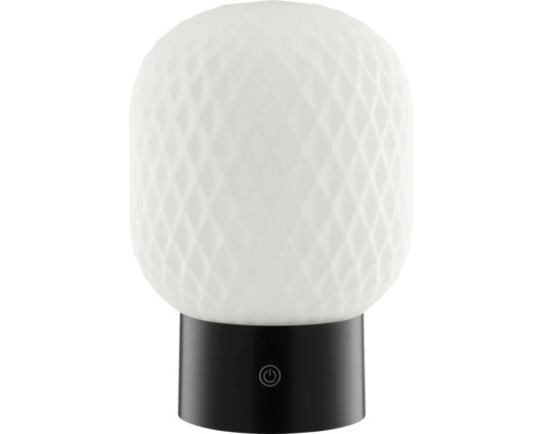 Akku Tischlampe Sarastro LED 3 W H. 20 cm schwarz Tischleuchte mit schwarzem Sockel und weissem Lampenschirm