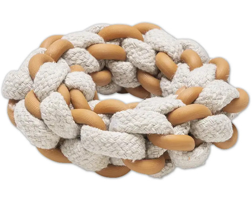 Beeztees Hundespielzeug Dental Seilring Puppy Mik für Welpen 14 cm x 14 cm x 3.2 cm Geflochtener Hundespielzeugring aus Seil und Gummi