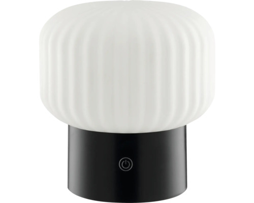 Akku Tischlampe Sarastro LED 3 W H. 14 cm schwarz Tischleuchte mit rundem Lampenschirm und Schalter