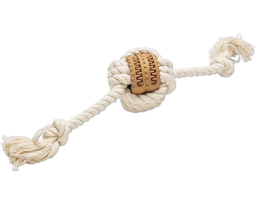 Beeztees Hundespielzeug Dental Seilknoten Fem für Welpen 20 cm x 6.5 cm x 6.5 cm Hundespielzeug aus Baumwollseil mit Gummieinsatz