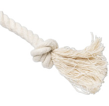 Weisses Seil mit Knoten und ausgefranstem Ende