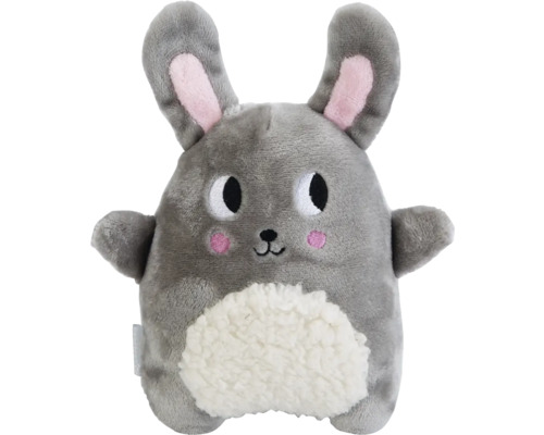 Beeztees Hundespielzeug Puppy Cuddle Toys und Herzschlag Simulator Snoet grau-weiss 25 cm x 20 cm x 7.5 cm Graues Stofftier Kaninchen mit rosa Akzenten