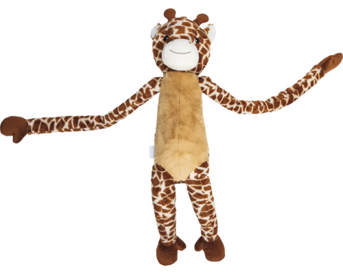 Beeztees Jouet pour chien Jungle Girafe XL Peluche marron beige 85 cm x 27 cm x 20 cm Peluche girafe avec de longs bras