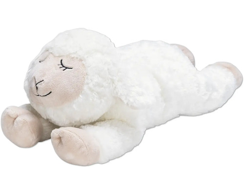 Beeztees Jouet pour chien Puppy Cuddle Toys et simulateur de battements cardiaques Bowi blanc 42 cm x 18 cm x 12 cm Mouton en peluche endormi