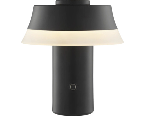 Akku Tischlampe Kinich LED 2,5 W schwarz Schwarze Tischleuchte mit zylindrischem Sockel und kegelförmigem Schirm