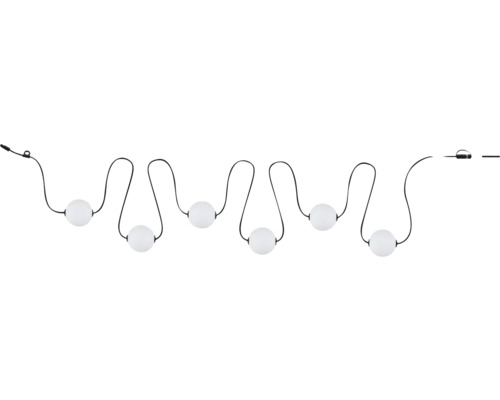 Guirlande lumineuse Plug & Shine Naima 6 boules 5,8 m IP67 Guirlande lumineuse avec des lampes sphériques