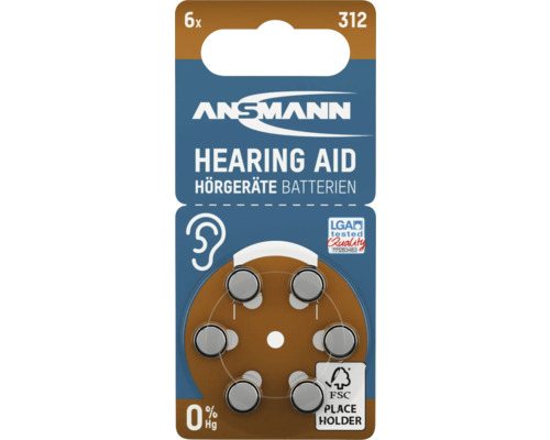 Ansmann Hörgerätebatterien, Typ 312, 6 Stück