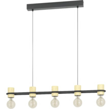 Suspension avec cinq lumières et détails en bois