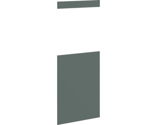 PICCANTE Smart Set de façade armoire midi pour réfrigérateur et four 1 porte pivotante et 1 cache vert pierre mat avec bord épais "AK" Façade de cuisine et moulure décorative