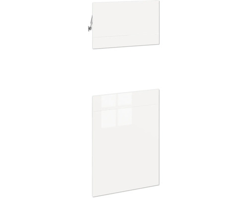 PICCANTE Smart Set de façade armoire midi pour microondes 1 porte pivotante 1 cache et 1 trappe blanc haute brillance film "AL" Façade de meuble