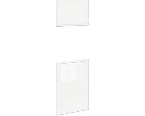 PICCANTE Smart Frontenset Hochschrank für Backofen und Kühlschrank 2 Drehtüren weiss hochglanz lackiert mit integrierter Griffmulde "AS" Küchenfront