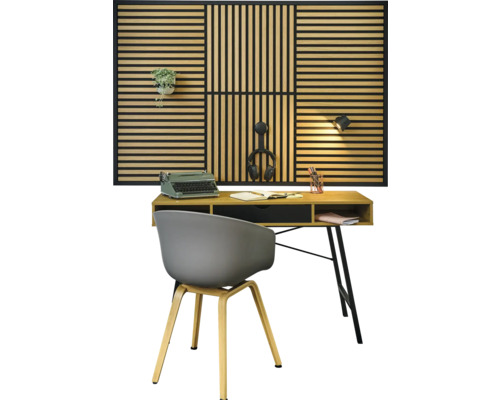 Bureau avec bureau, chaise et panneaux muraux