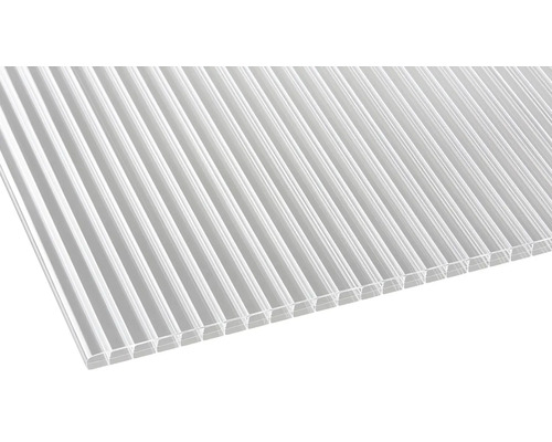 PRECIT Polycarbonat Hohlkammerplatte klar einseitiger UV-Schutz 2500 x 980 x 16 mm Stegplatte für den Aussenbereich