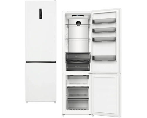 Réfrigérateur-congélateur blanc avec porte ouverte