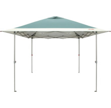 Pavillon avec toit bleu et cadre argenté