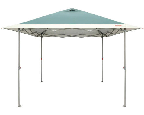 Pavillon avec toit bleu et cadre argenté