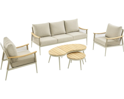 Gartenmöbelset mit Sofa, Sesseln und Beistelltischen