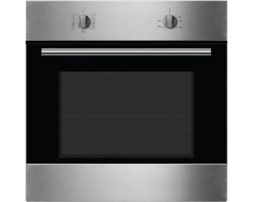 Four encastrable en acier inoxydable avec porte en verre noir et boutons rotatifs