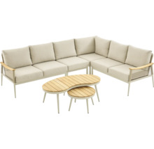 Gartensitzgruppe mit Ecksofa und zwei Tischen