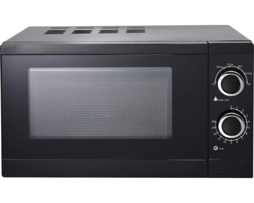 Four à micro-ondes noir avec bouton rotatif pour le réglage de la puissance et du temps
