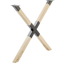 Piètement de table en bois avec un design en forme de X
