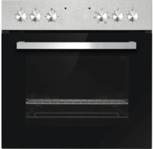 Einbaubackofen mit Bedienknöpfen und Glastür