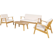 Gartenmöbelset mit Sofa, zwei Stühlen und ovalem Tisch