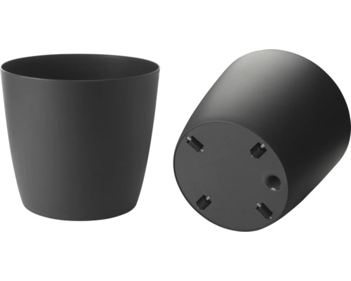 Pot de fleurs en plastique, vue du fond incluse