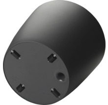 Dessous d'un pot de fleurs avec roulettes