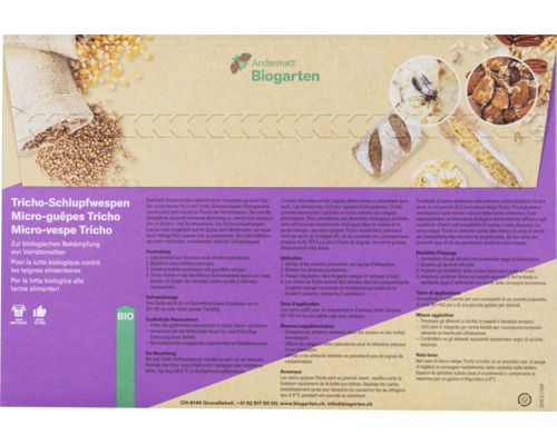 Andermatt Biogarten Micro-guêpes Tricho pour la lutte biologique contre les teignes alimentaires