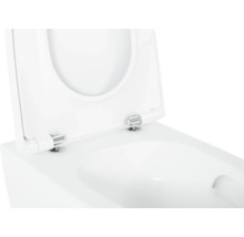 Vue détaillée d'une céramique WC blanche avec siège de WC ouvert