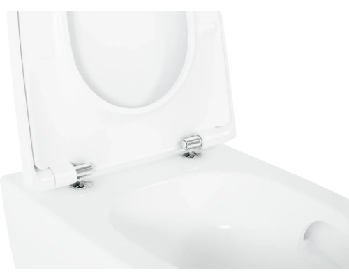 Vue détaillée d'une céramique WC blanche avec siège de WC ouvert