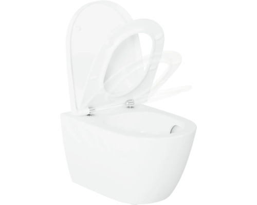 WC suspendu à fond creux avec bride ouverte et siège de WC